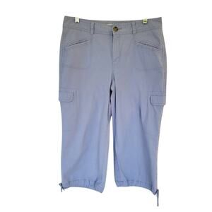Dockers Utility Cropped Pants Light Blue Women Size 10 Drawstring Cotton Blend